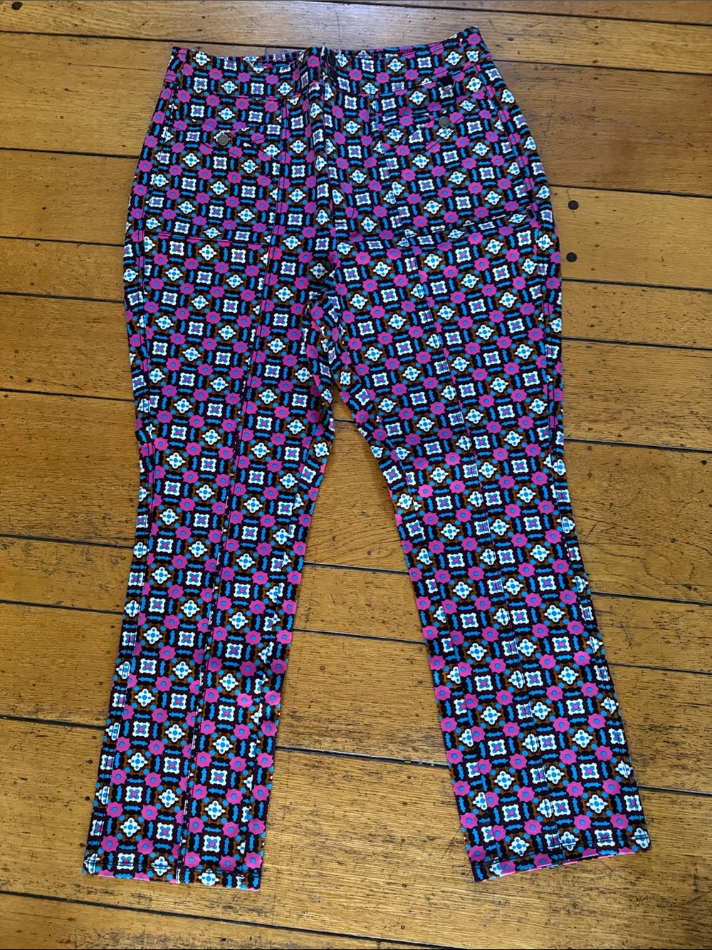 Maeve Anthropologie Geo-Print Leggings in Pink, Blue & Black